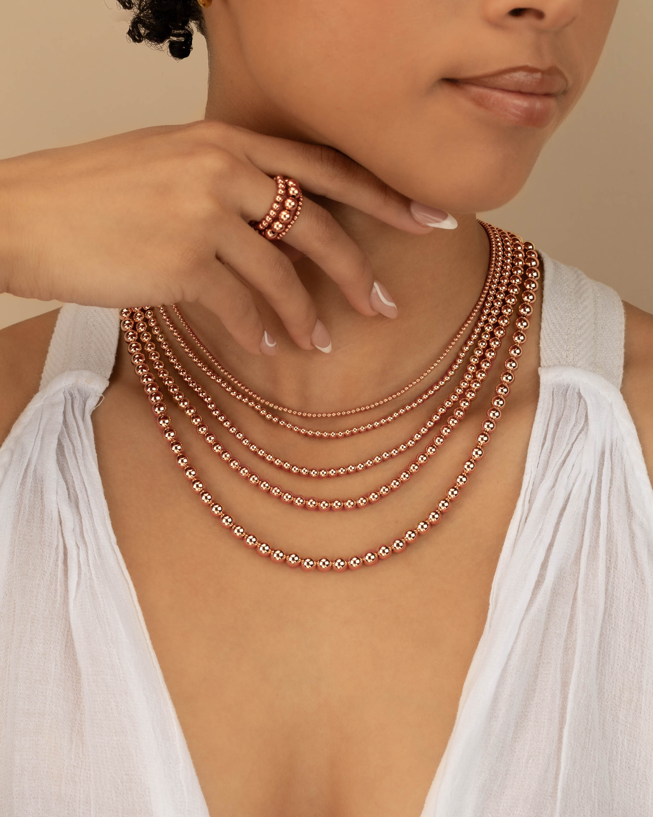 necklaces | rose gold beaded